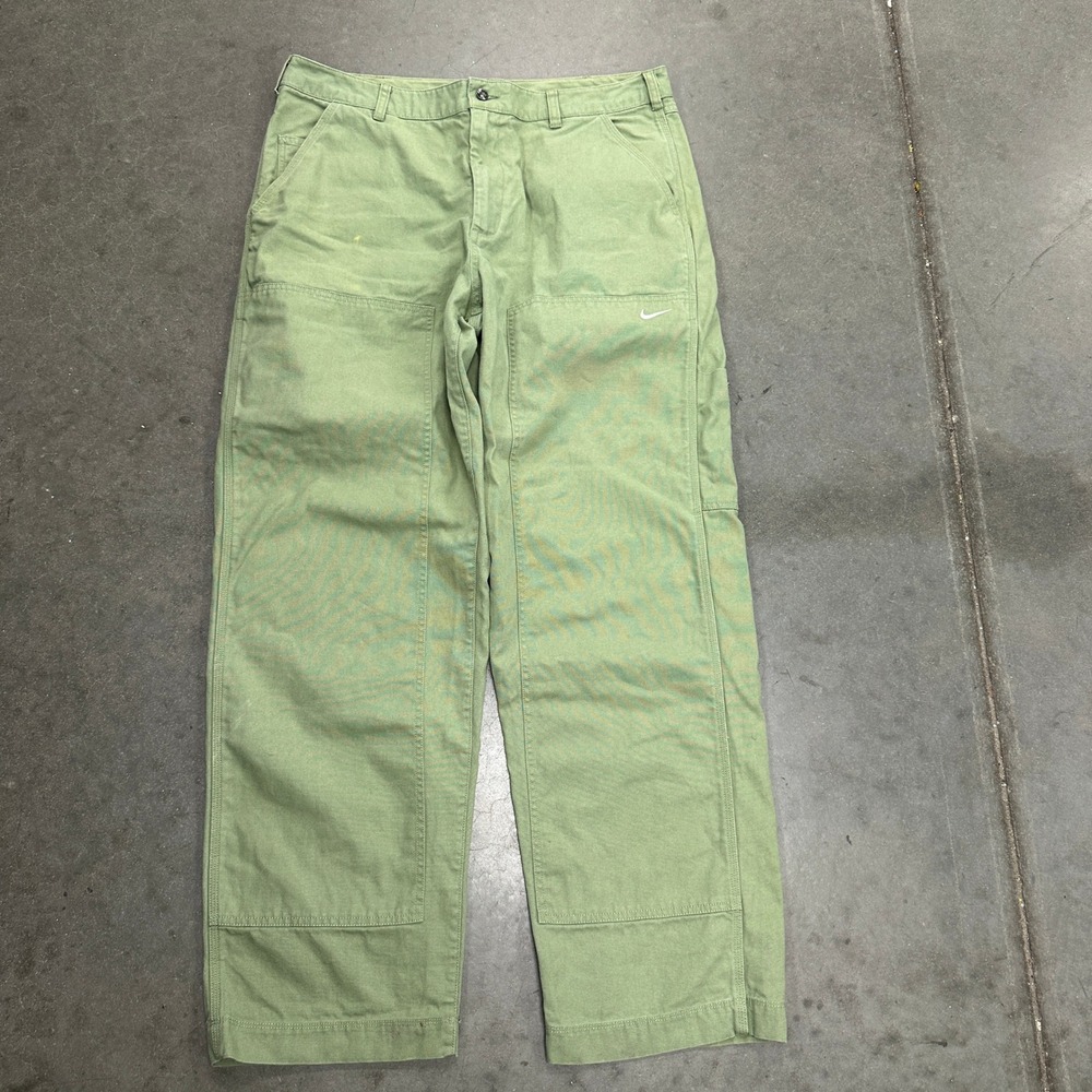 Nike Life Mens Double Knee Carpenter Pants Olive Green Sage Canvas Size 36 x 32